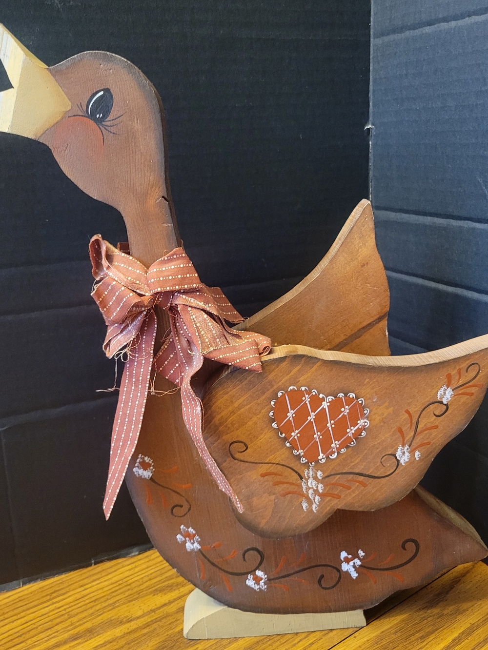 Vintage Handmade 90s Wooden Goose Decor 15.5" Tall Cottagecore
